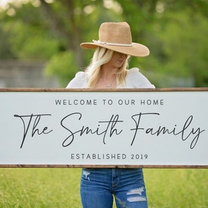 Welcome to Our Home-bord, bord familie gevestigd, bord achternaam, huwelijkscadeau, housewarmingcadeau, jubileumcadeau, Moederdag, pasgetrouwde