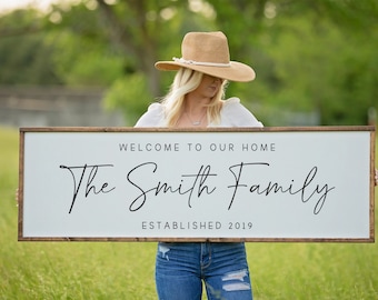 Welcome to Our Home Sign, Last Name Sign, Family Established Sign, Family Name Sign, Wood Sign, Wedding Gift, Anniversary Gift, Custom Gift