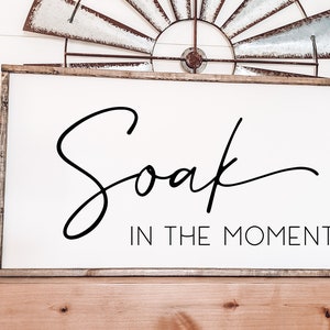 Bathroom Sign, Soak in the Moment Sign, Bathroom Wall Decor, Framed Wood Sign, Farmhouse Style Bathroom, Above Tub Sign, Master Bathroom
