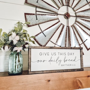 Give Us This Day Our Daily Bread Sign, Kitchen Wall Art, Dining Room Decor, Wedding Gift, Scripture Decor, The Lords Prayer, Religious Gifts image 11