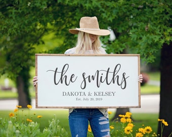 Family Established Sign, Last Name Wood Sign, Family Name Wall Art, Living Room Wall Decor, Wedding Gift, Anniversary Gift, Custom Sign