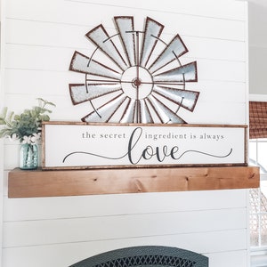 Kitchen Wall Art, The Secret Ingredient Is Always Love Sign, Dining Room Wall Decor, Framed Wood Sign, Housewarming Gift, Kitchen Sign image 5