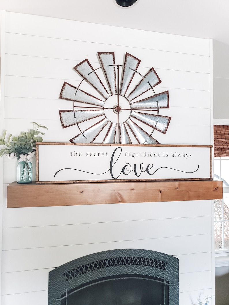 Kitchen Wall Art, The Secret Ingredient Is Always Love Sign, Dining Room Wall Decor, Framed Wood Sign, Housewarming Gift, Kitchen Sign image 5