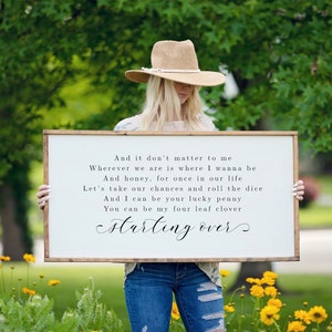 Starting Over Wood Sign, Master Bedroom Sign, Above Bed Wall Decor, Wedding Gift, Country Song Lyrics, Bedroom Wall Art, Anniversary Gift