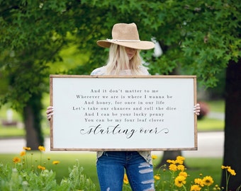 Starting Over Wood Sign, Master Bedroom Sign, Above Bed Wall Decor, Wedding Gift, Country Song Lyrics, Bedroom Wall Art, Anniversary Gift