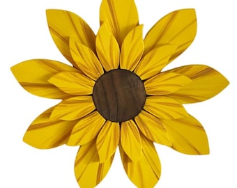 Accroche-porte en bois tournesol, décoration pour porte d'entrée, art mural extérieur, grande enseigne tournesol, décoration de porche et de jardin, fabriqué au Canada.