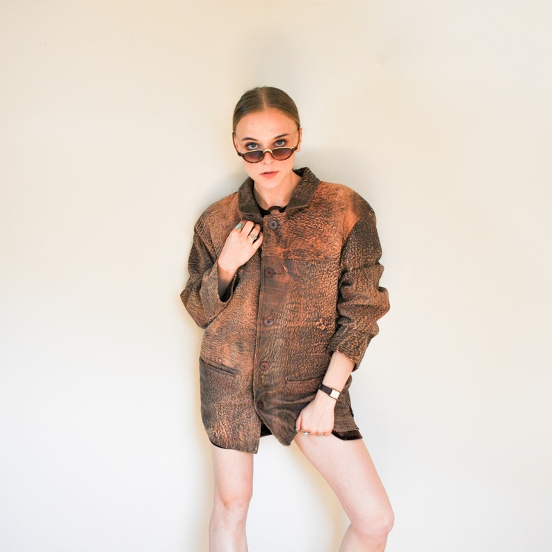 1990/'s vintage leather overcoat by Fidan Izmir Turkish sustainable leather responsible leather
