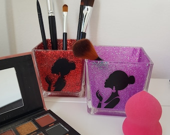 Glitter Makeup Brush Holder,Makeup Organizer, Cosmetic, Brush Organizer, Gift For Her, Glitter Desk Accessory, Pencil Holder, Beauty, Woman