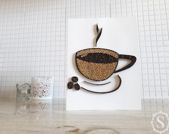 Cup Of Coffee Quilling Card, Handmade Greeting Card, Coffee Beans, The Smell Of Coffee, For Coffee Lovers, Coffee Time, Quilling Idea