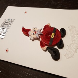 Biglietto di Natale con quilling, Babbo Natale, candele di Natale, albero di Natale, biglietto di Natale agrifoglio, buon Natale, auguri stagionali