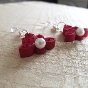 Orecchini Lotus Quilling, Orecchini di carta fatti a mano, Orecchini di fiori, Orecchini floreali, Orecchini a goccia, Gioielli Eleganti, Per lei, Moglie, Ragazza