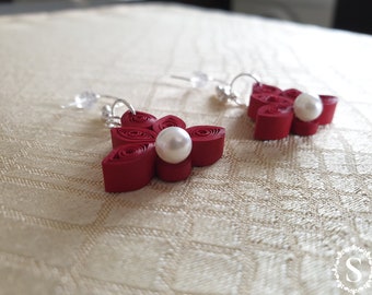 Lotus Quilling Earrings, Handmade Paper Earrings, Flower Earrings, Floral Earrings, Drop Earrings, Elegant Jewelry, For Her, Wife, Girl
