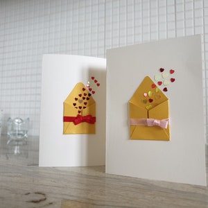 Carte de voeux, carte de voeux, d’anniversaire, journée de la femme, maman, amie, pour elle, pour lui, l’homme, vous envoi en enveloppe d’amour, coeurs, avec amour
