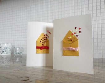Handmade Card, Greeting Card, Birthday, Women's Day, Mom, Girlfriend, For Her, For Him, Man, Sending You Love, Hearts, Envelope With Love