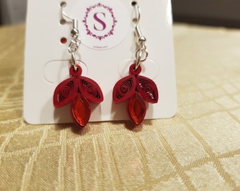 Earrings Tears With Zircon, Quilling Earrings, Handmade Paper Earrings, Drop Earrings. Elegant Jewelry, Wife, Girl, Beauty, Gift