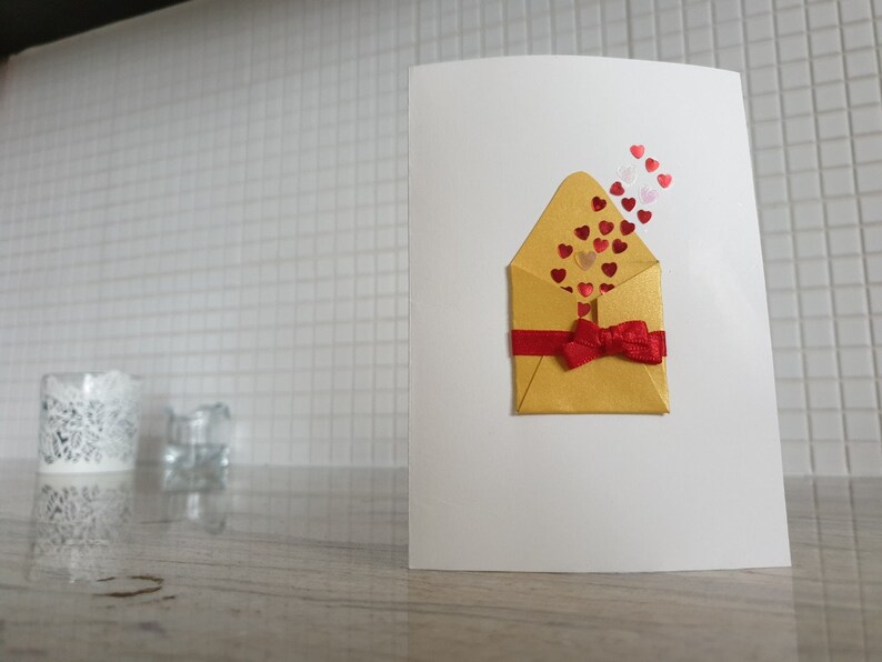 Birthday For Her For Him Man Hearts Sending You Love Mom Handmade Card Girlfriend Envelope With Love Greeting Card Women/'s Day