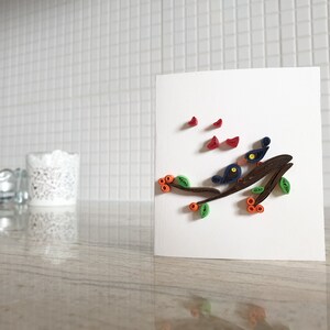 Vogels zoenen op een boom tak filigraan kaart, wenskaart, handgemaakt, Valentijnsdag, verjaardag, liefde, vriendin, mam, voor hem, voor haar,
