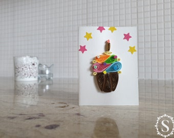 Quilling Card, Greeting Card, Handmade, Happy Birthday, For Her, For Him, Birthday Cake, The Best Wishes, Party