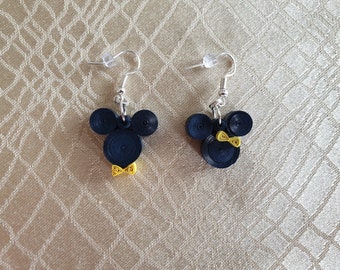 Mickey And Minnie Mouse Earrings,Disney Earrings, Quilling Earrings, Handmade Paper Earrings, Drop Earrings, Jewelry, For Her, Girl, Sister