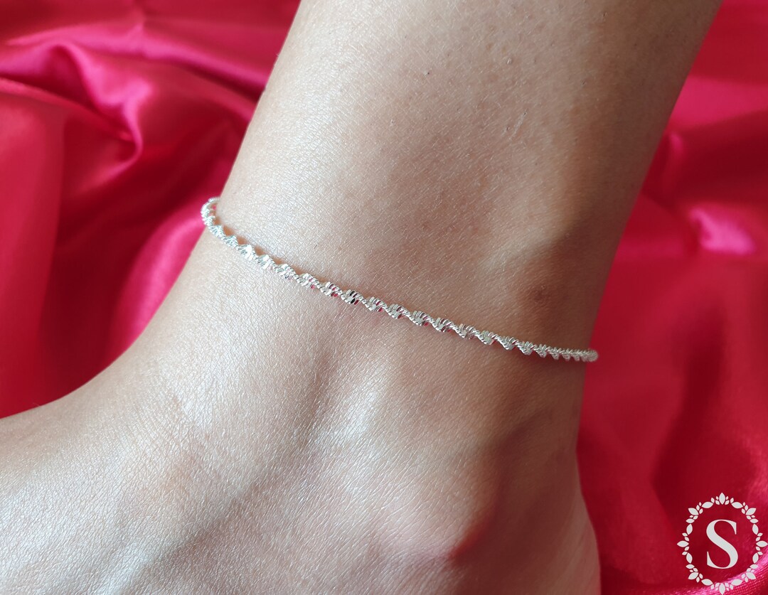925 Sterling Silver Anklet Bracelets Foot Jewelry Adjustable Etsy