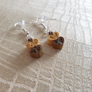 Quilling cuore orecchini, orecchini di carta fatti a mano, orecchini pendenti, gioielli, amore, regalo, per lei, moglie, ragazza
