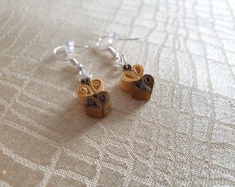 Quilling Heart Earrings, Handmade Paper Earrings, Drop Earrings, Jewelry, Love, Gift, For Her, Wife, Girl