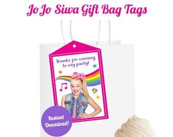 JoJo Siwa Party Printable Gift Bag Favor Tags - INSTANT DOWNLOAD -  Great for Birthday Parties!