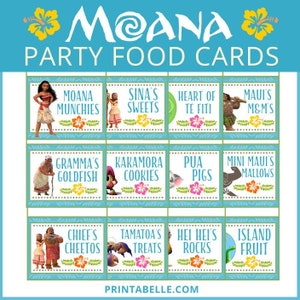 Moana Party Printable Tented Food Card Labels INSTANT DOWNLOAD Pdf Files Great for Party Food, Decorations, and Favors image 1