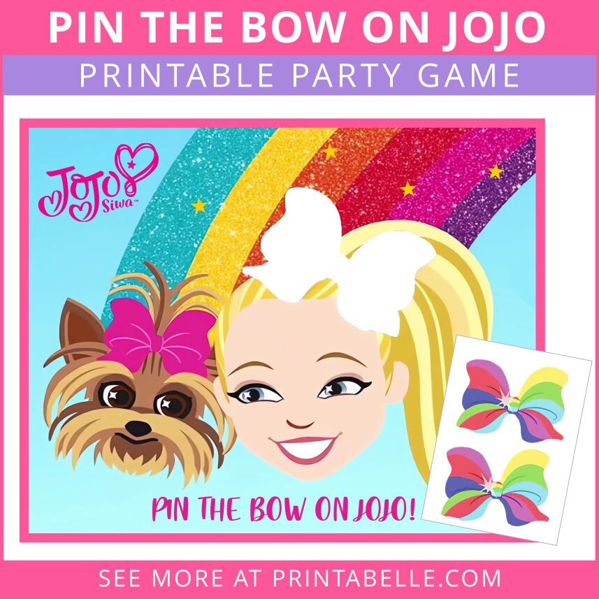 Jojo Siwa Game Printable pin the Bow on Bowbow 