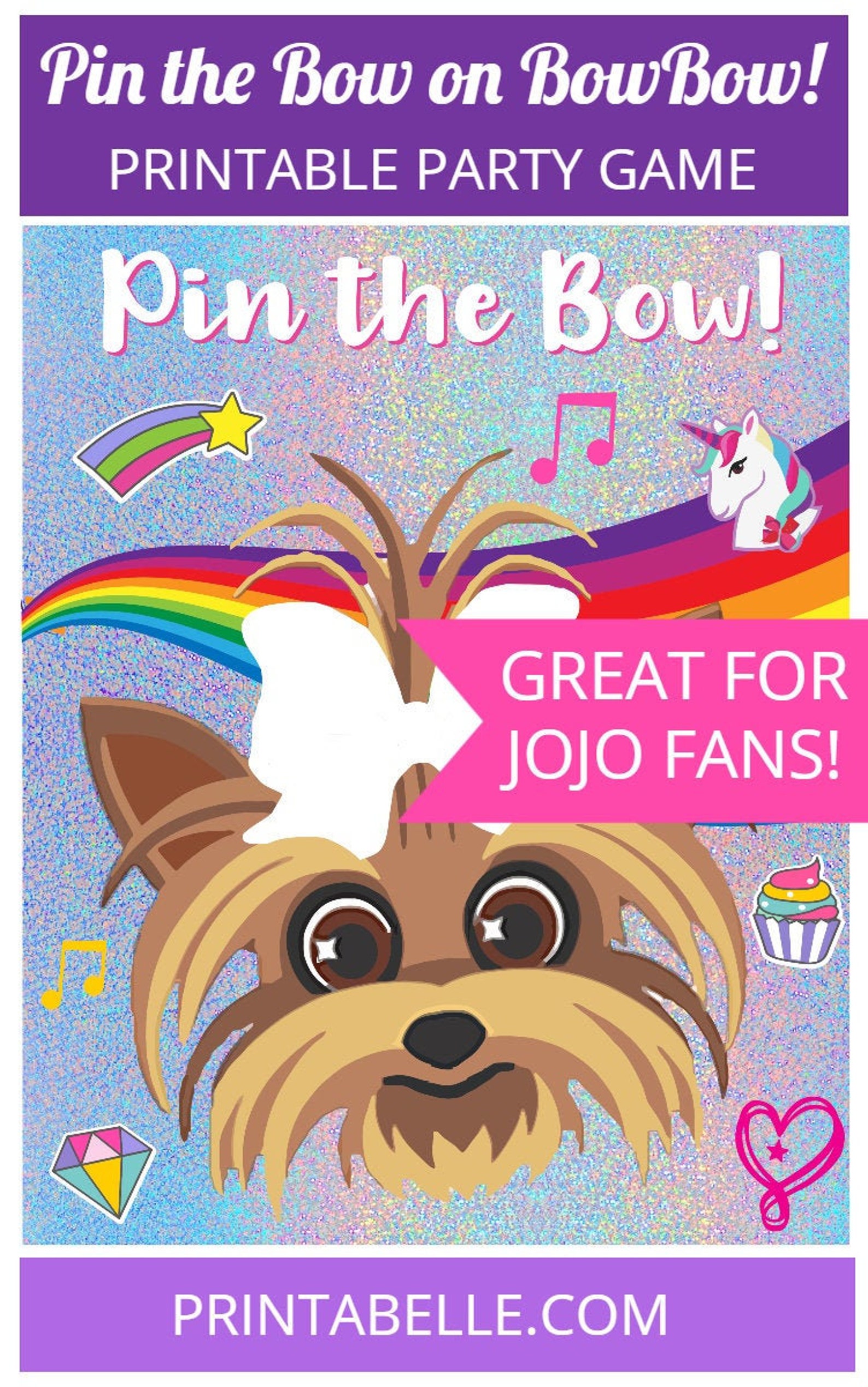 Jojo Siwa Game Printable "pin the Bow on Bowbow" 16" X 20" - INSTANT ...