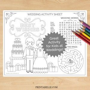 Wedding Kids Activity Placemat Printable PDF File INSTANT DOWNLOAD Fun ...
