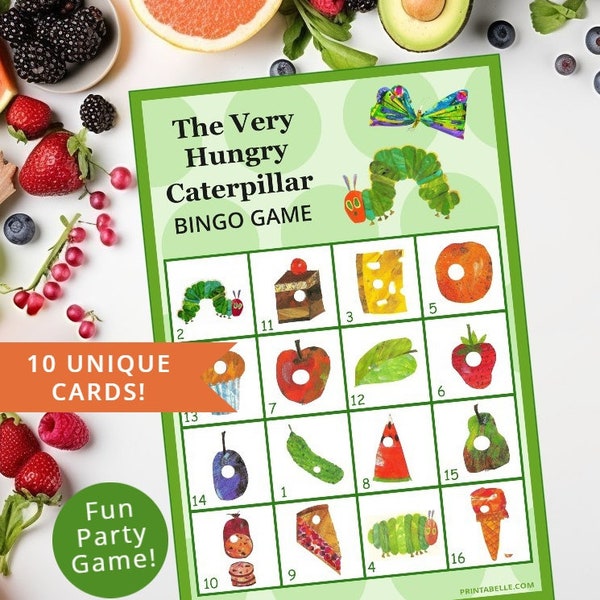 Very Hungry Caterpillar Bingo Game Printable - INSTANT DOWNLOAD! (Pdf Digital Files) Great for a birthday party, after school and more!