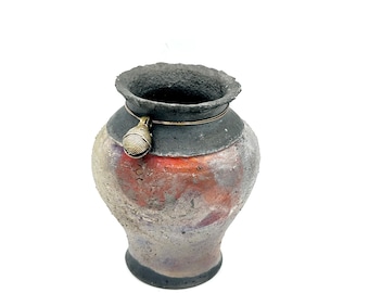 Raku Vase with brass bell