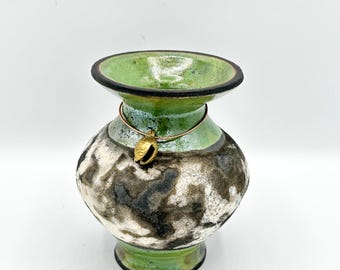 Raku Vase with brass bell
