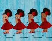 African American Mexican Red Dress Fiesta Colors Baby Girl Babies of Color Set Afro Clipart Instant Download