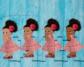 African American Mexican Pink Dress Fiesta Colors Baby Girl Babies of Color Set Afro Clipart Instant Download