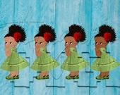 African American Mexican Green Dress Fiesta Colors Baby Girl Babies of Color Set Afro Clipart Instant Download