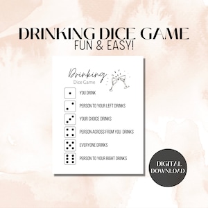 Left Right Drink Date Night Game Instant Download | Printable | Bachelorette | Birthday Party Drinking Games