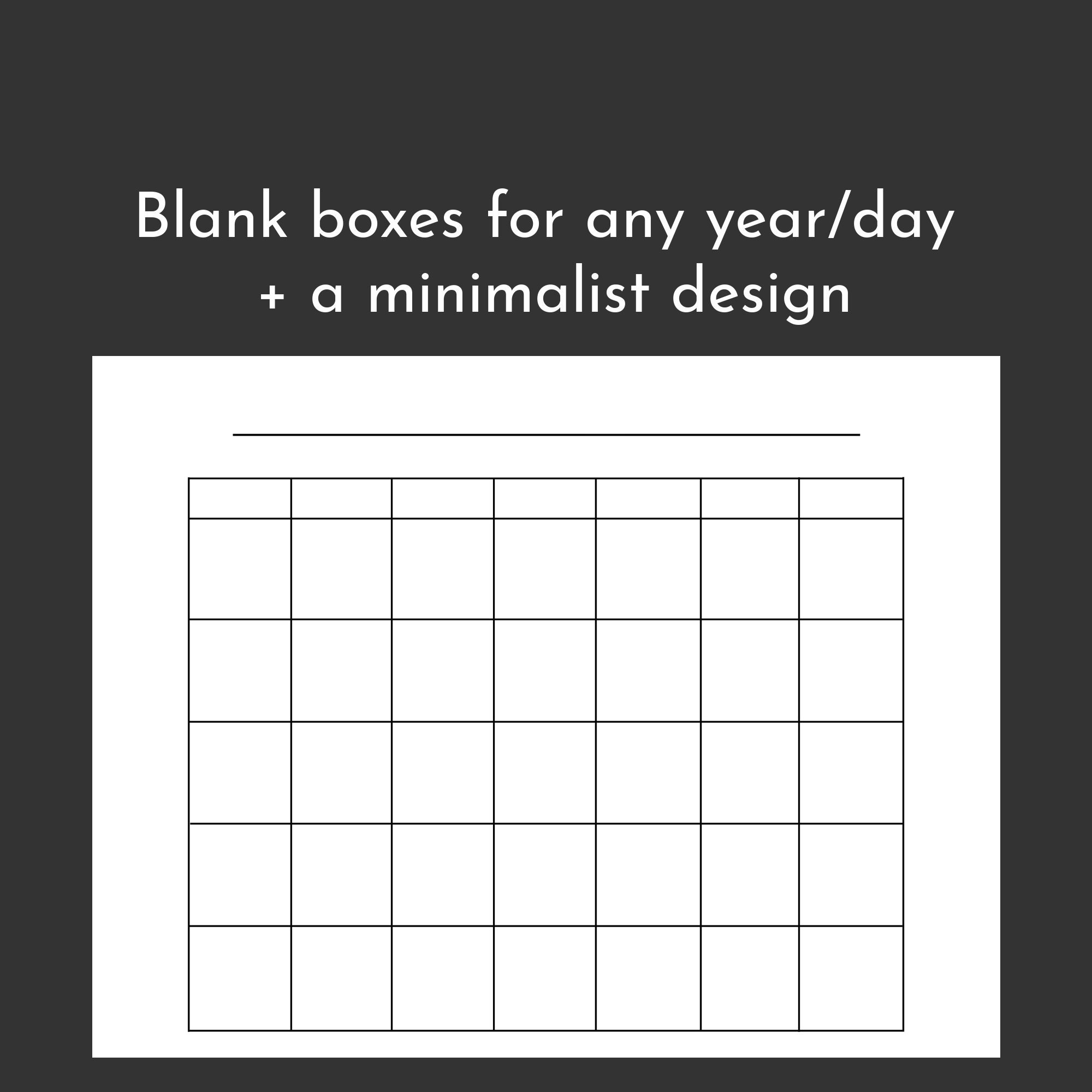 8.5 X 11 Inch Blank Instant Download Printable Calendar | Desk Wall ...