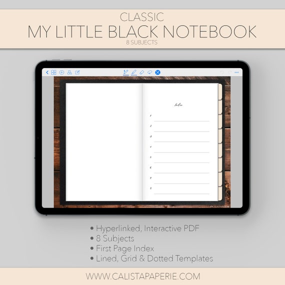 My Little Black Digital Notebook Dark Wood Desk 8 Subjects Etsy