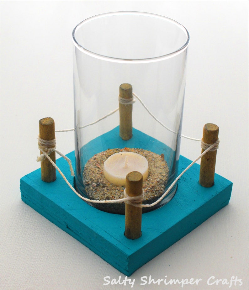 Turquoise Dock Post Hurricane Candle Etsy
