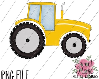 Yellow Tractor PNG for sublimation or printing on inkjet transfer or for use as clipart
