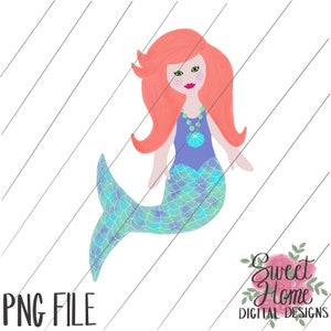 Mermaid Red Auburn Hair PNG printable for sublimation or printing on inkjet transfer for use as clipart