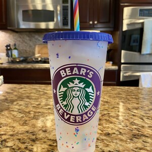 Starbucks Color-Changing Confetti Cold Cup w/ Rainbow Straw | Customized