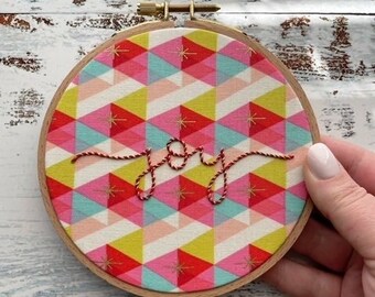 5" Bright Mid-Century Modern Inspired "Joy" Christmas Embroidery Hoop