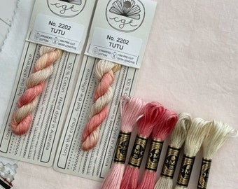 Beige/Pink Embroidery Floss & Fabric Stitch Pack, Cotton Fabric, Embroidery Thread