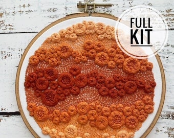 Textured Ombre Rosette Full Embroidery Kit with 6" Hoop
