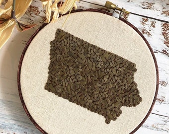 5" Brass Sequin Filled in Iowa State Embroidery