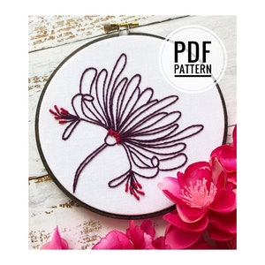 Art Nouveau Inspired Honeysuckle Embroidery Digital Download PDF Pattern