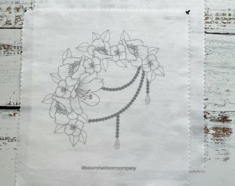 Stitch Your Way Dripping Floral Embroidery Design on Pre-Printed Cotton Fabric